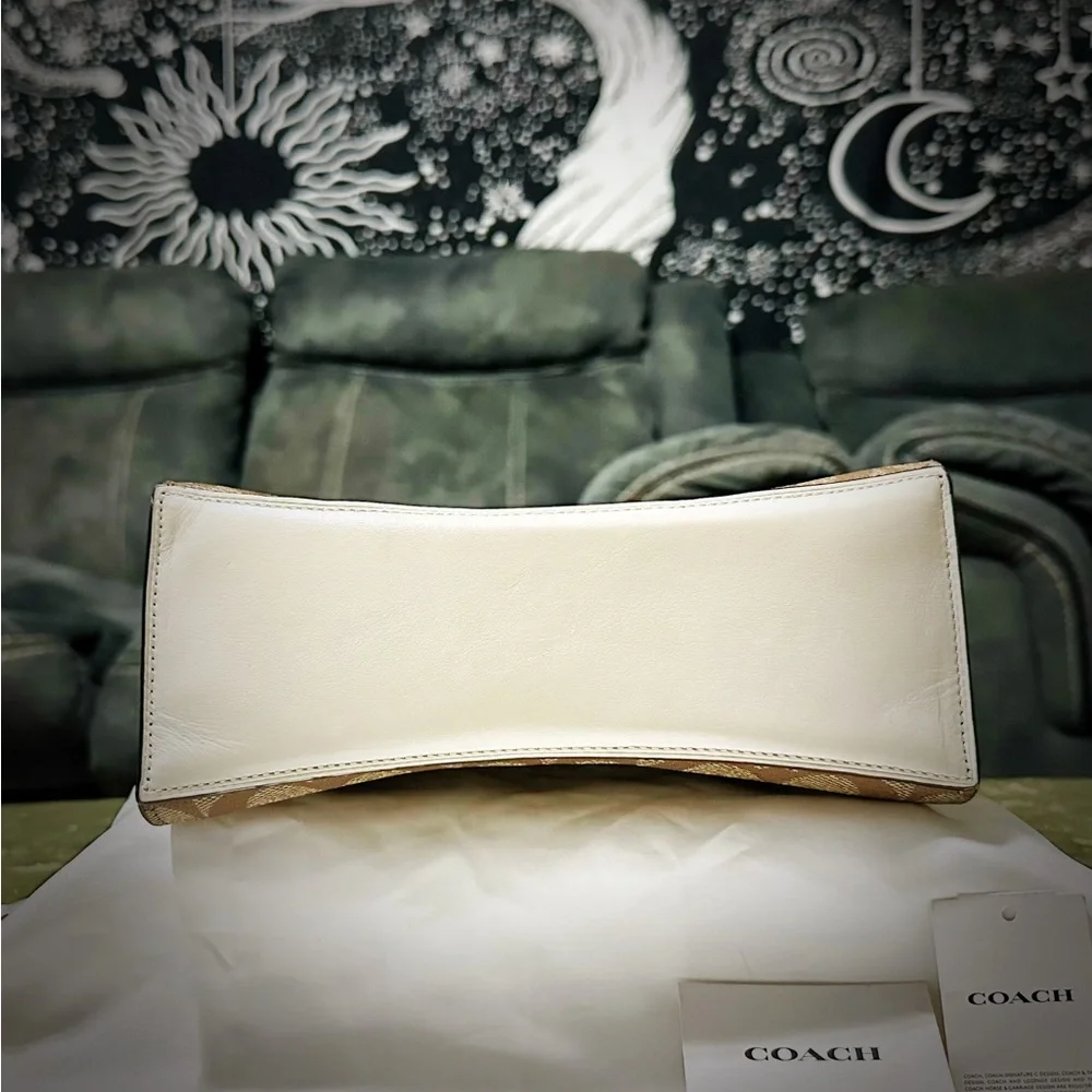 Coach Brown and White Satchel with Leopard Accents - Picture 14 of 16